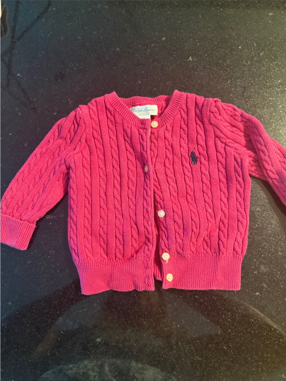 Ralph Lauren Kids Bright Fuchsia Cable Knit Cardigan